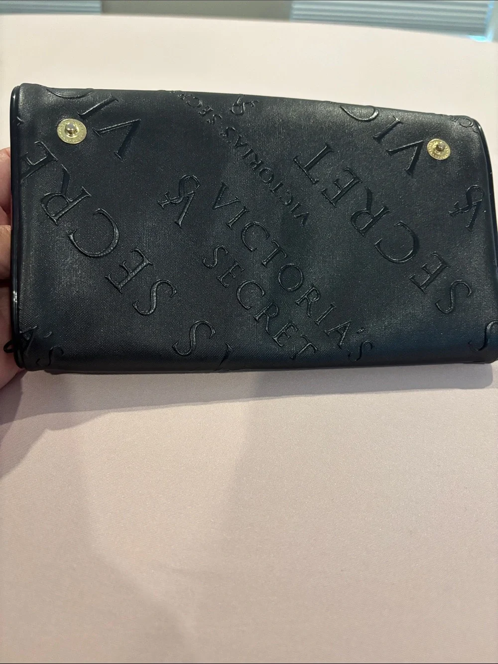 Victoria's Secret Black Embossed Jewelry Holder or Cosmetic bag